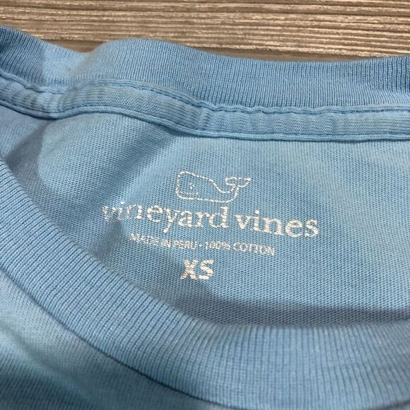 Vineyard‎ Vines Shirt Mens XS Blue Long Sleeve Ski Skiing Spell out Tee 4710 - Picture 5 of 9